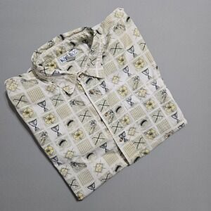 K.T. Golf Shirt Men 3X Button Up White Green Golf Print Club Balls Trophy Cotton